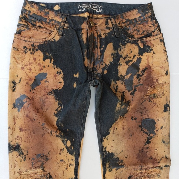 New ROBIN'S JEAN Straight Coated/Waxed Jeans sz 42 - Picture 3 of 8